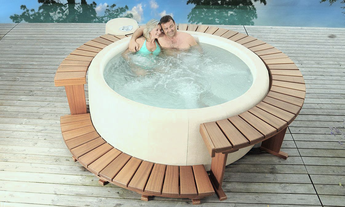 Wooden Surround Inflatable Spa Cover Tub Surround Lazy Spa Pool