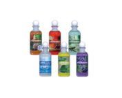 Insparation Aromatherapie in verschiedenen farbigen Flaschen mit runden weissen Deckeln.