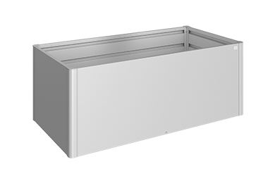 silbernes leeres Hochbeet in Rechteck Form