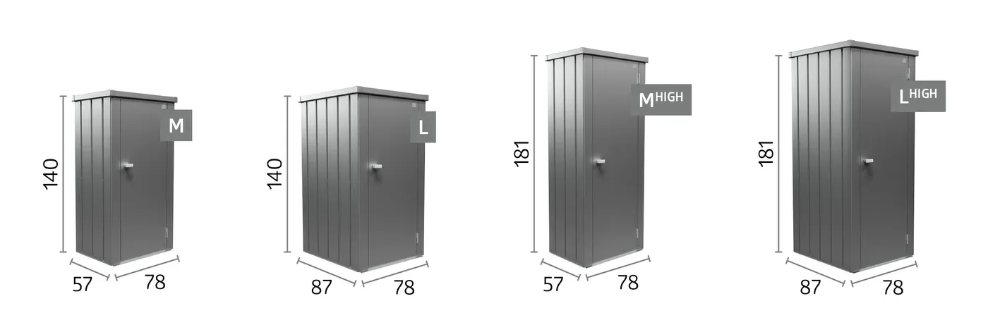 Biohort Balkonschrank Julia Grössendarstellungen mit Massen