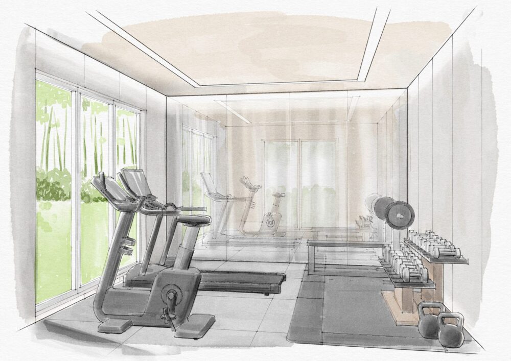 Home Gym Skizze mit Sofa im Biohort CasaVita