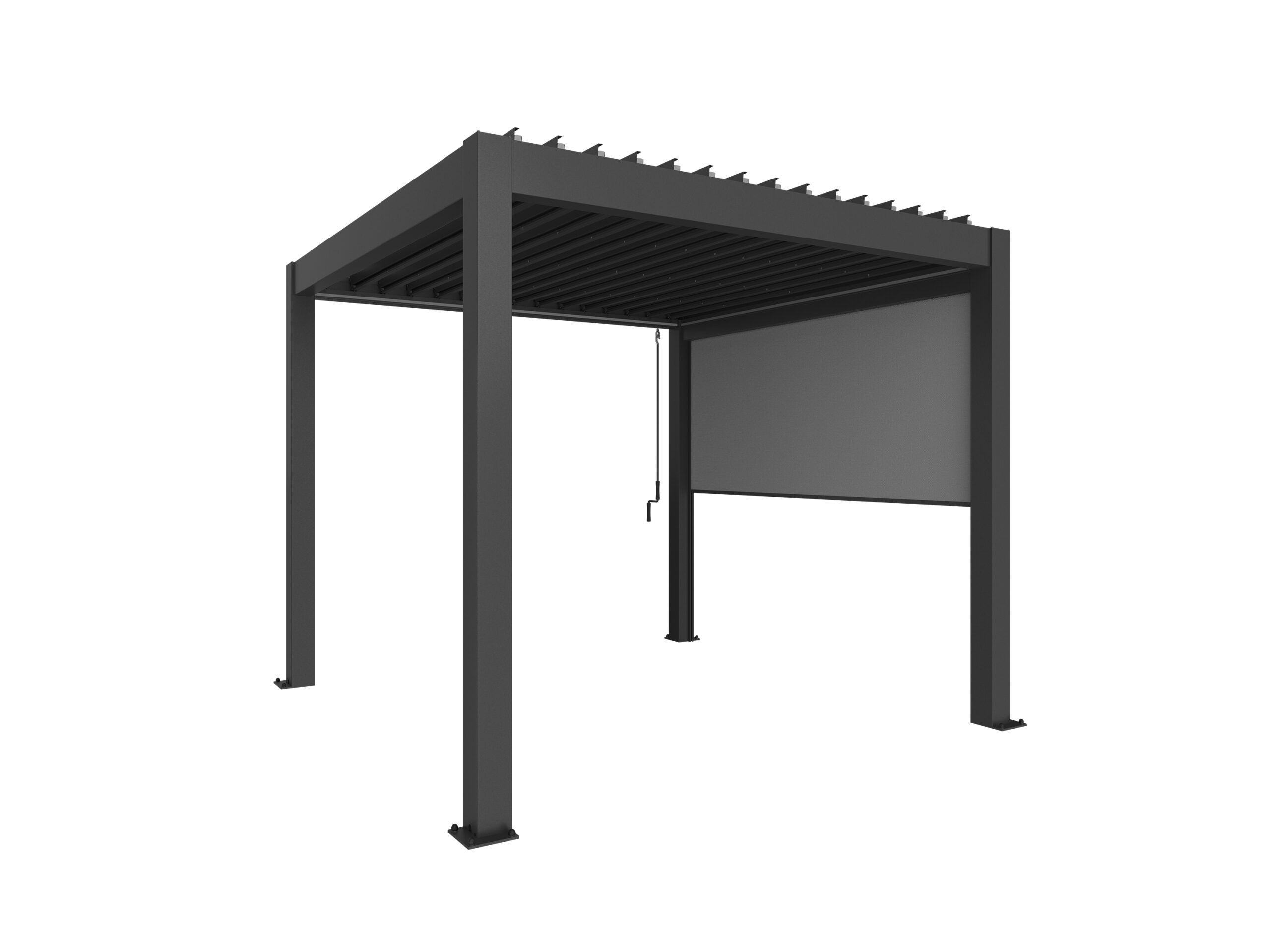 Pergola Biohort gris foncé métallique avec store pare-soleil