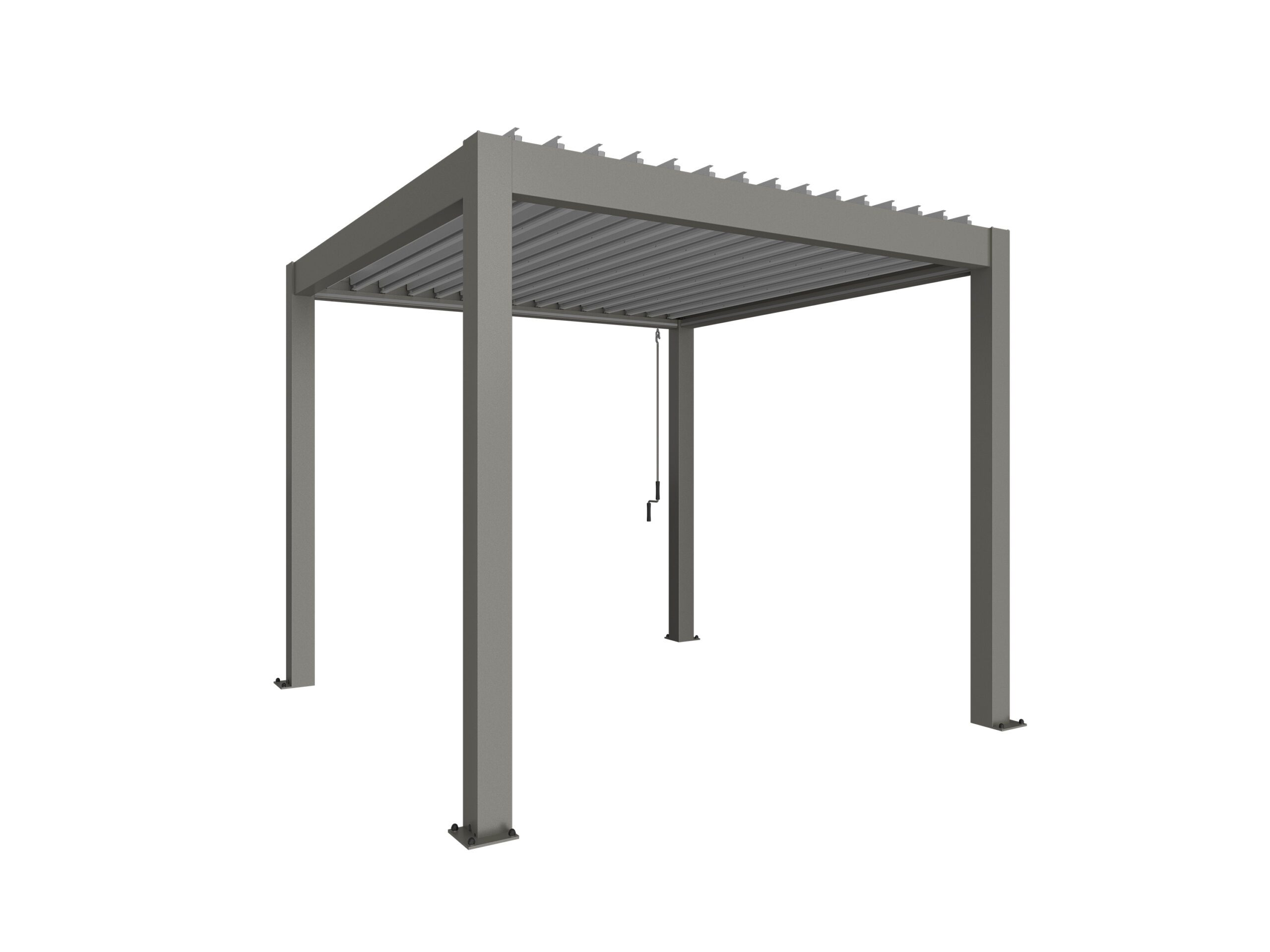 Pergola autoportante argentée et gris quartz métallisé