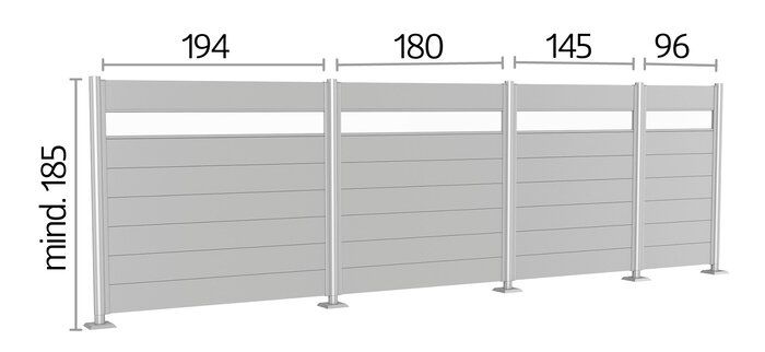 Grössenabbildung des Biohort Sichtschutz mit Acrylglas
