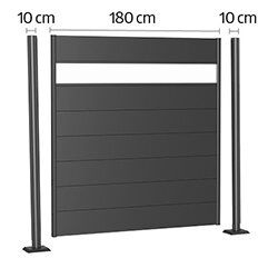 Biohort Sichtschutz mit Steher in dunkelgrau metallic Grössenabbildung