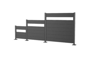 Biohort_Sichtschutz_dunkelgrau_Acrylglas_Stufe_3er_Rendering_Softub_Schweiz Biohort Sichtschutz mit Acrylglas in dunkelgrau metallic in unterschiedlichen Höhen