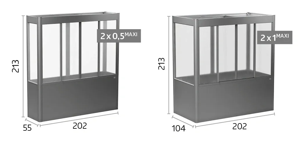 Biohort Gewächshaus Florentina Grössendarstellungen mit Massen