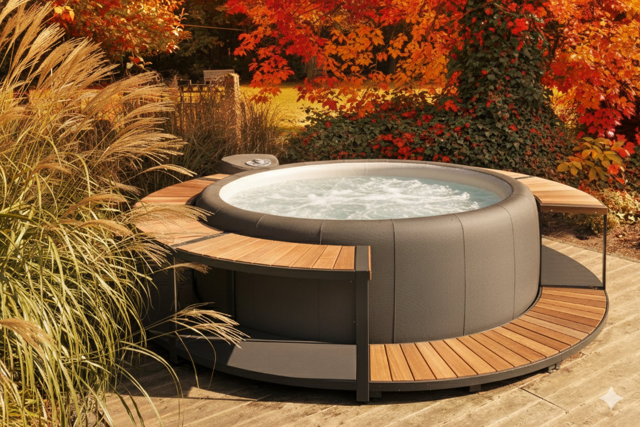 Softub Whirlpool mit Stausee Umrandung