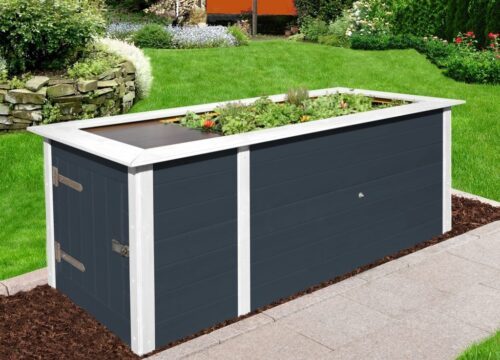 Extra large Weka Flowerbed. a flowerbed in the colour anthracite with white edges