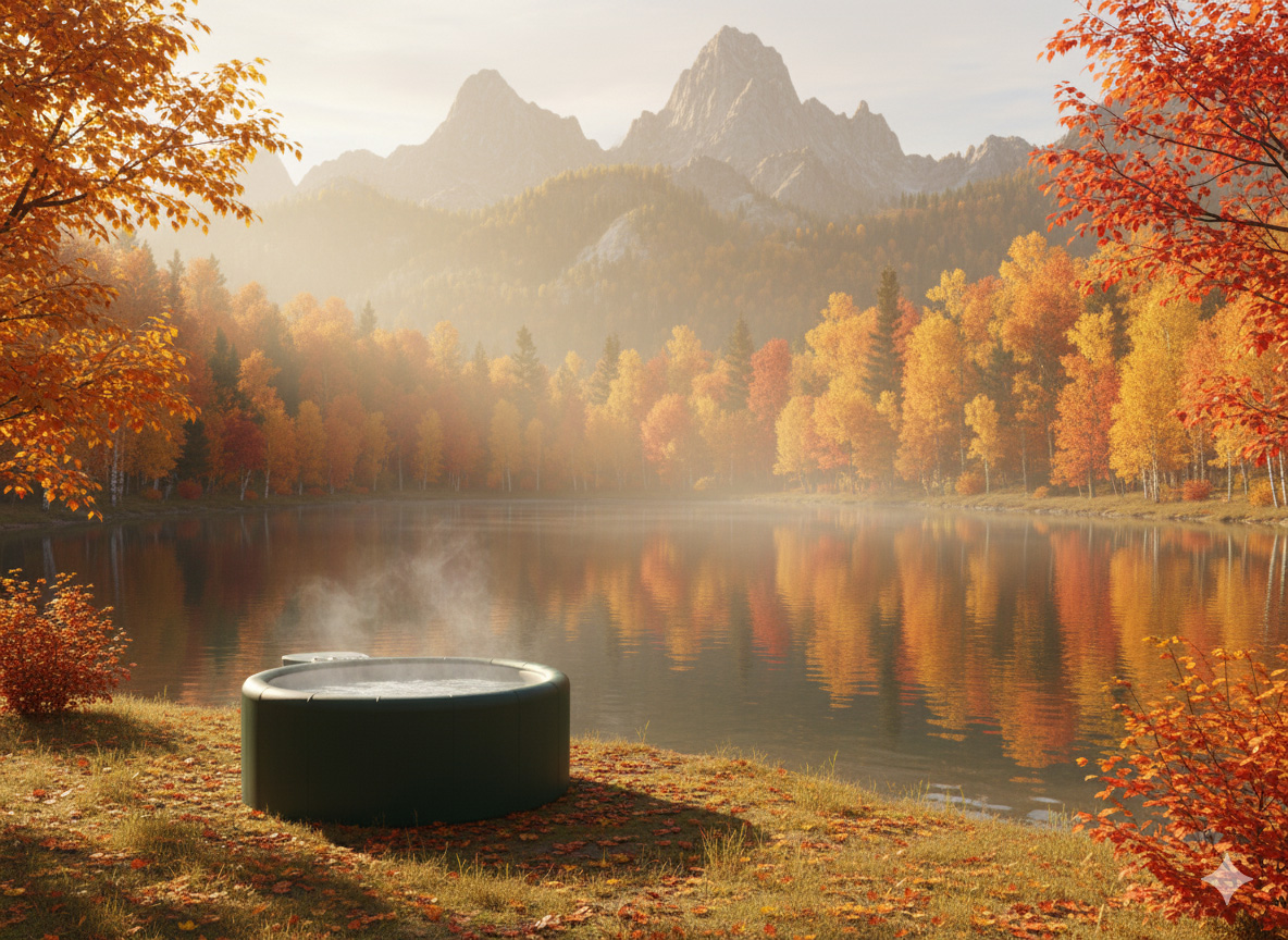 Softub Whirlpool am See im Herbst