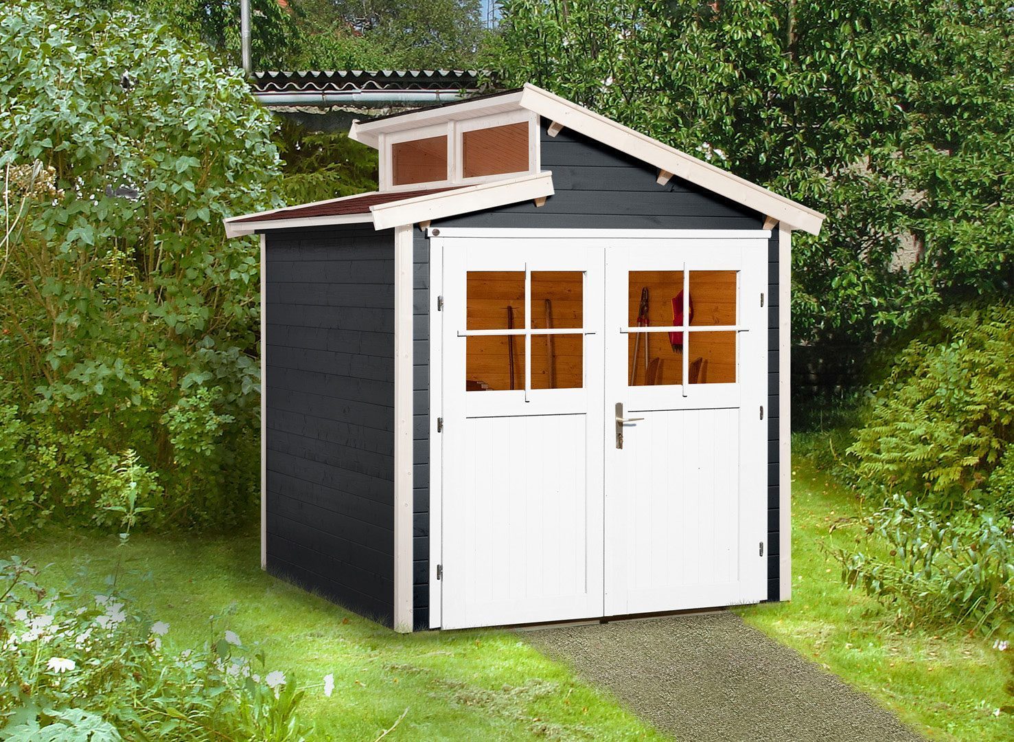 Heavenly Weka Garden Shed - model 226 with an offset roof shape
