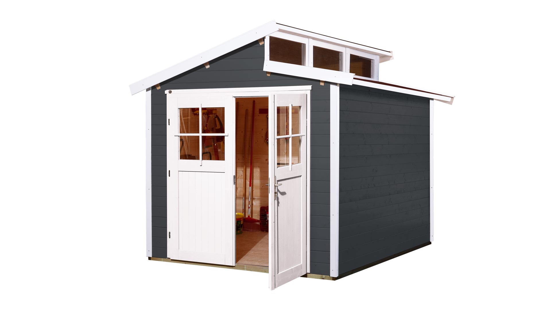 Weka offset an shape Heavenly roof 226 model with Garden Shed -