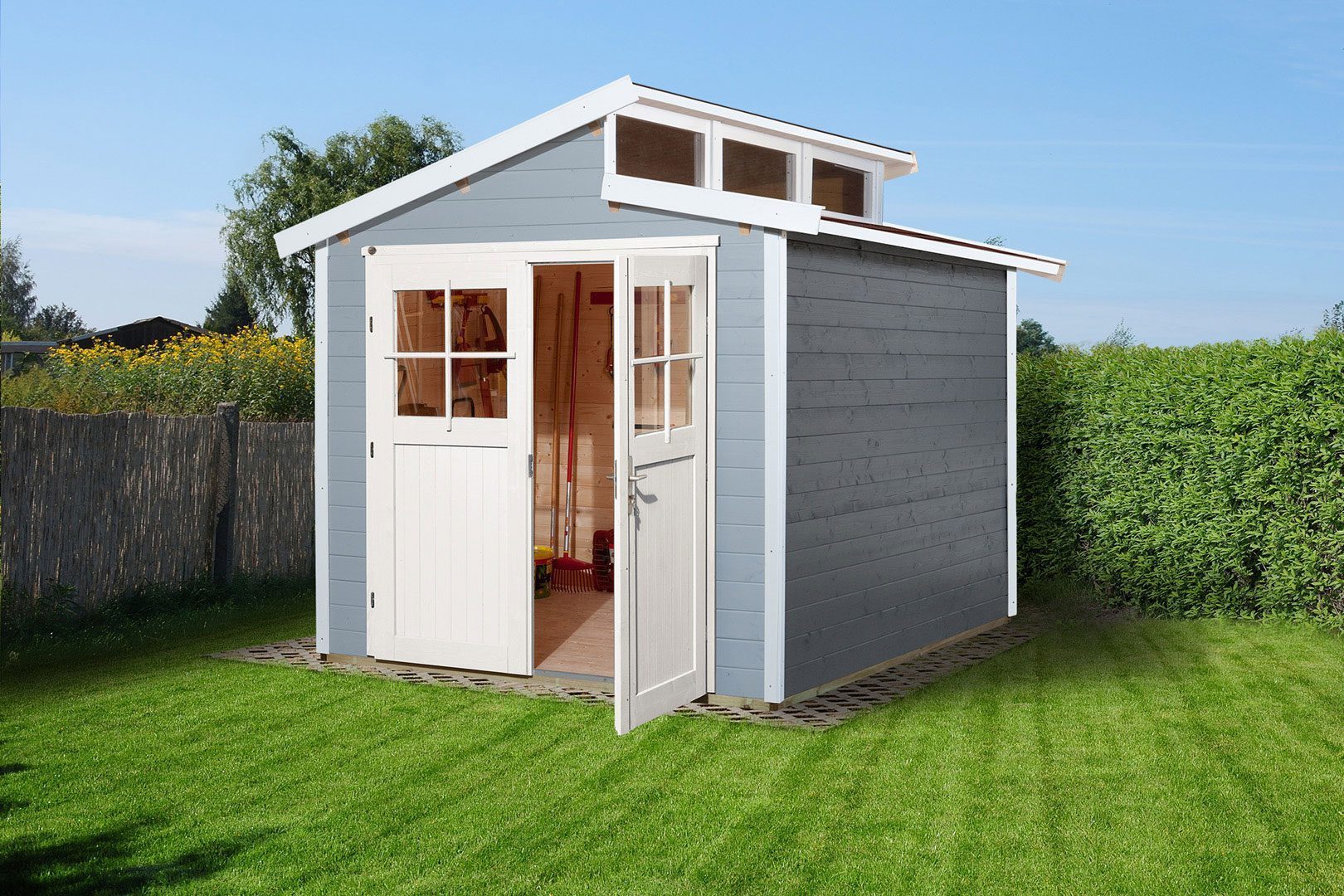Heavenly Weka Garden Shed - model 226 with an offset roof shape