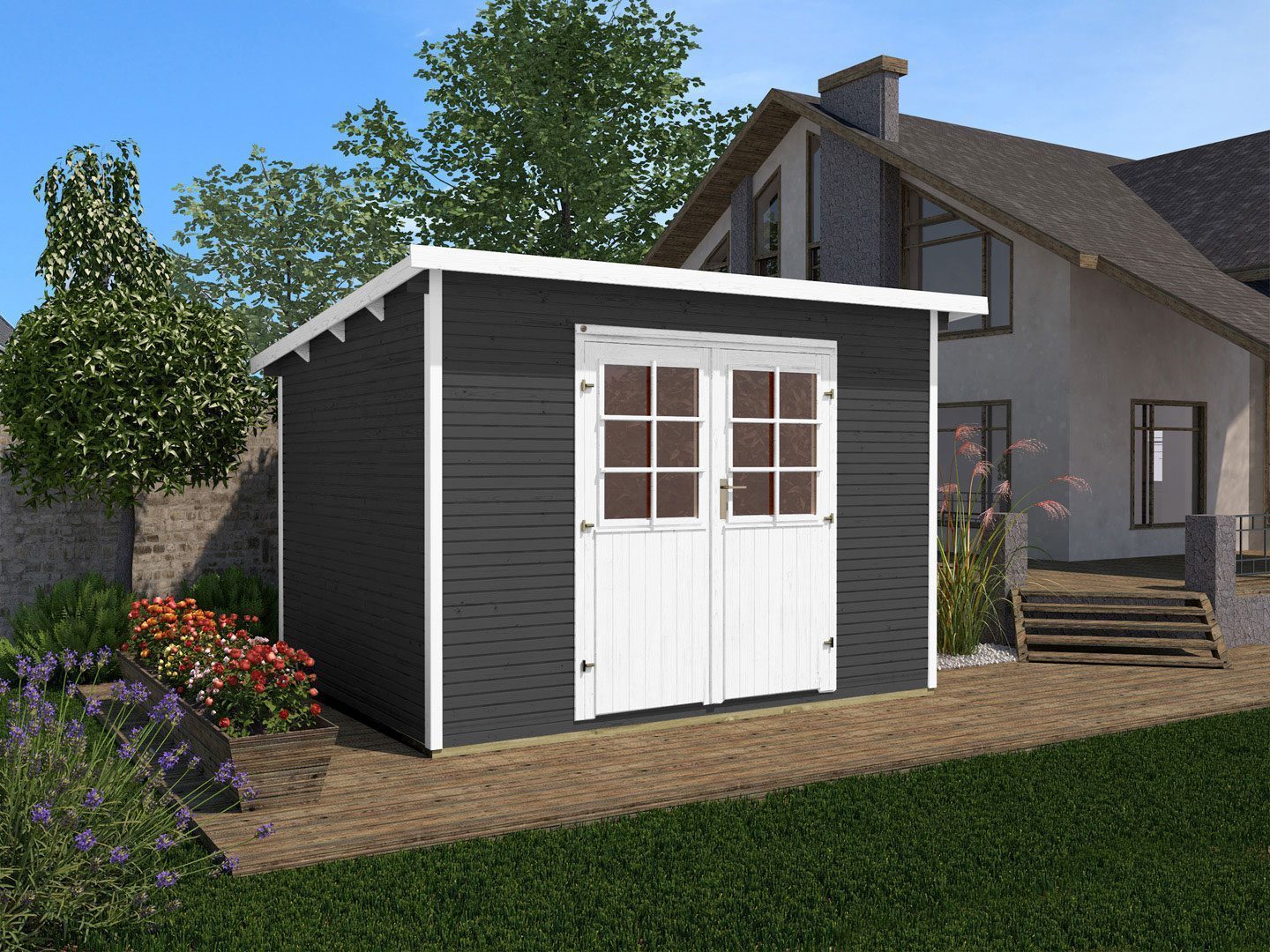 Roof different Shed 219 colours Flat in Garden - model