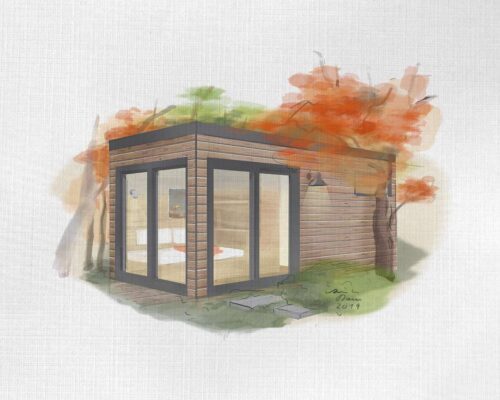 Waermegrad outdoor sauna L plus module illustration design Softub Switzerland
