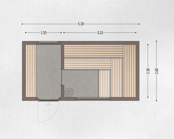 Waermegrad Exterior Sauna Pro Module illustration design Softub Switzerland. Waermegrad Saunamodule Pro.