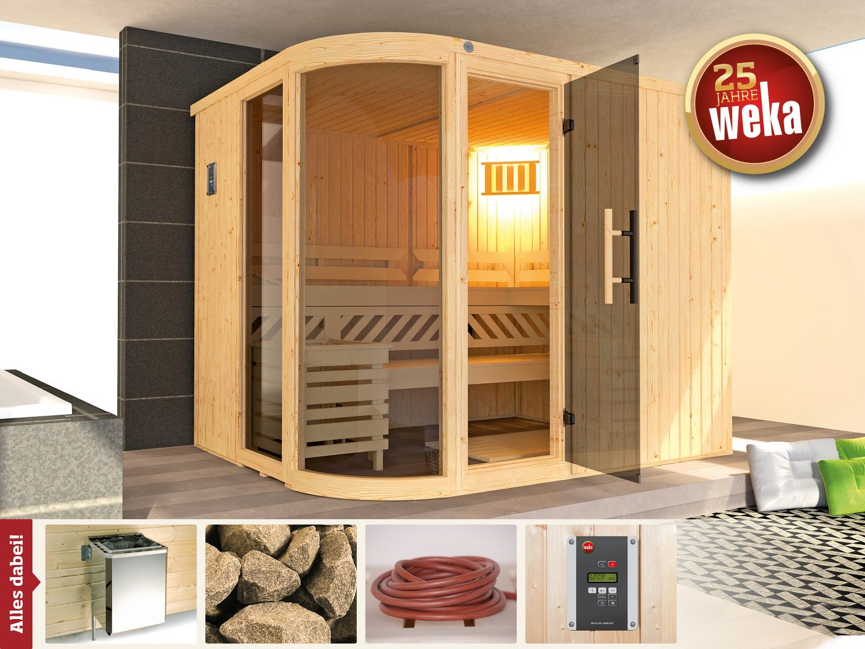 Weka Design Sauna Sara - saving set includes heater - 68 mm | Körperpflege-Sets